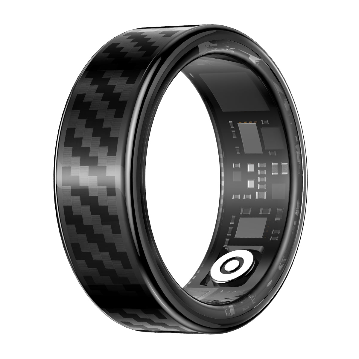 Smart ring NYZ02 left side view with black carbon fiber