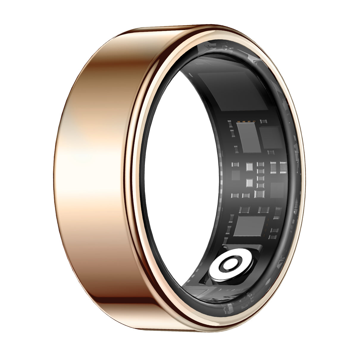 Smart ring NYZ02 left side view with gold steel