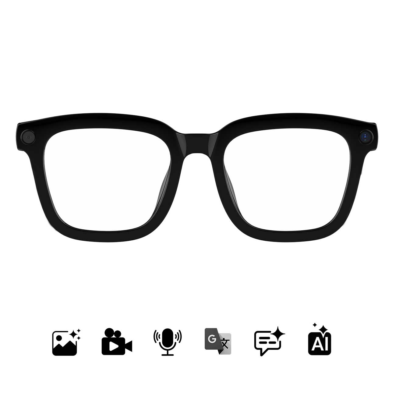 AI Smart Glasses NLB08 front view with Clear lenses