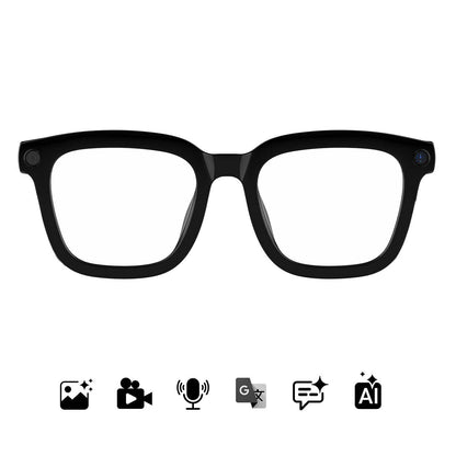 AI Smart Glasses NLB08 front view with Clear lenses