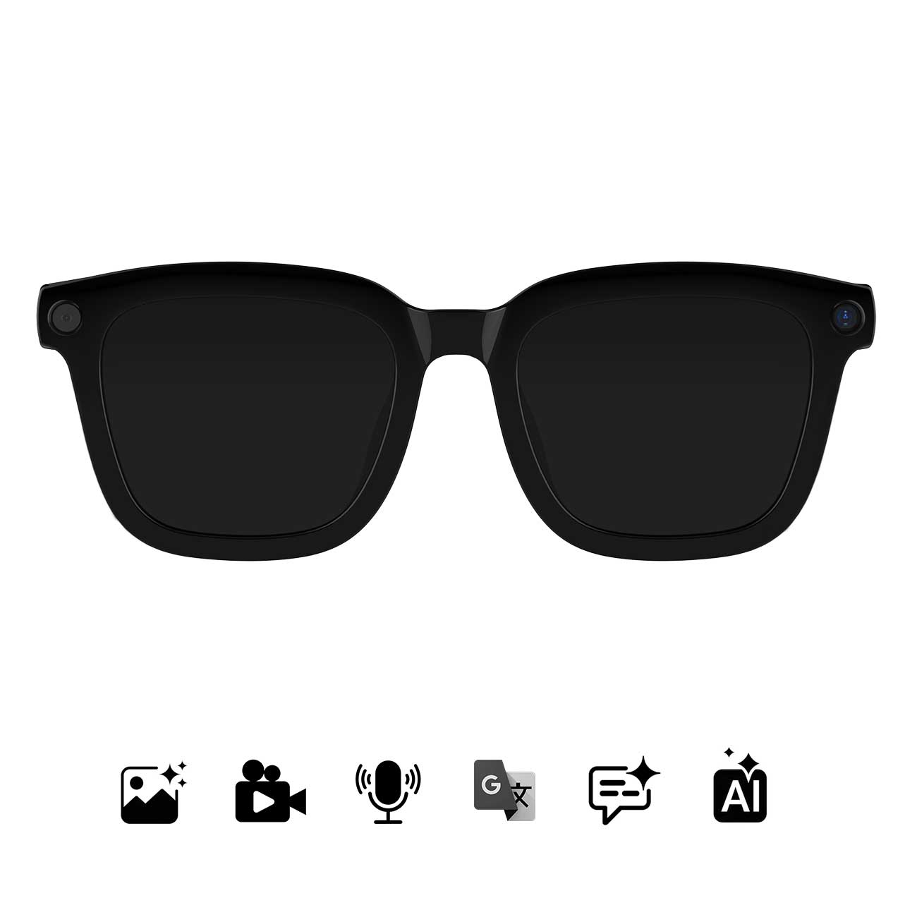 AI Smart Glasses NLB08 front view with Sunglasses lenses