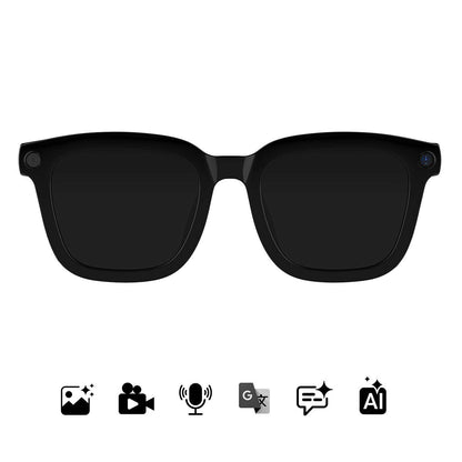 AI Smart Glasses NLB08 front view with Sunglasses lenses