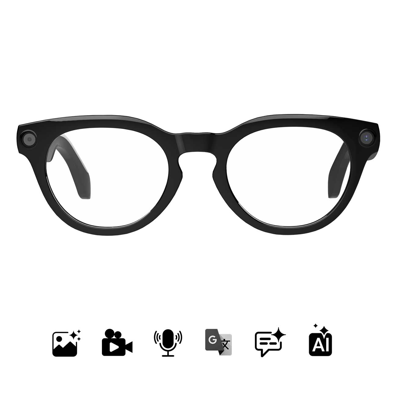 AI Smart Glasses NLB08W front view with Clear lenses