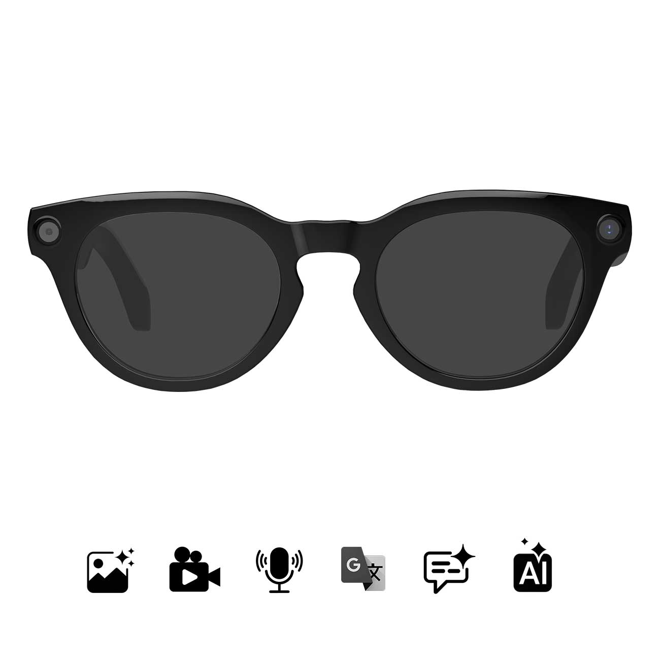 AI Smart Glasses NLB08W front view with Sunglasses lenses