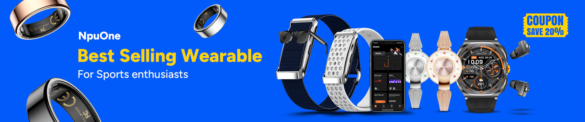 Best selling wearable tech showcase with smartwatches, fitness trackers, smart rings and AI glasses