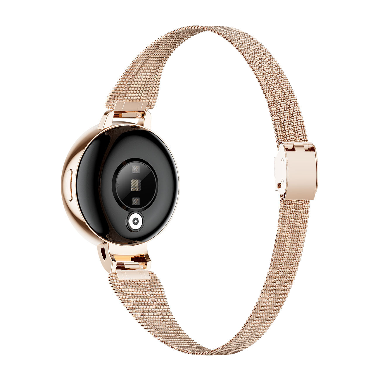 Couples fitness tracker band back view with sensors – gold band