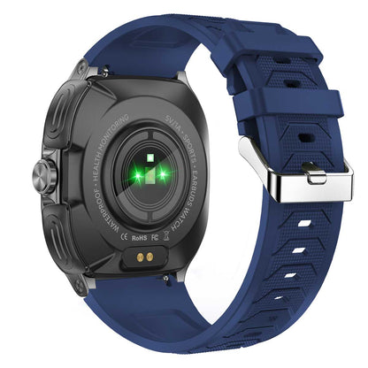 Earbud Smartwatches NIT01 back view with blue silicone strap