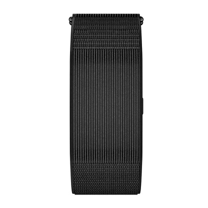 Fitness tracker band front view with nylon black strap