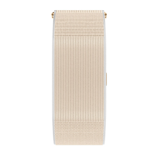 Fitness tracker band front view with nylon gold strap