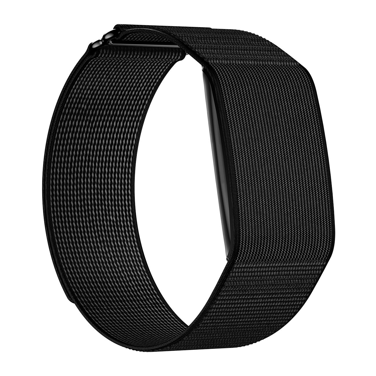 Fitness tracker band right side view with nylon black strap