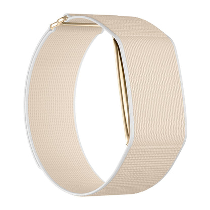 Fitness tracker band right side view with nylon gold strap