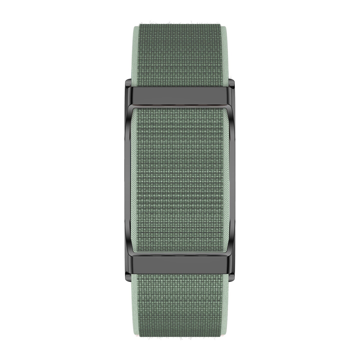 Fitness tracker front view with nylon green strap