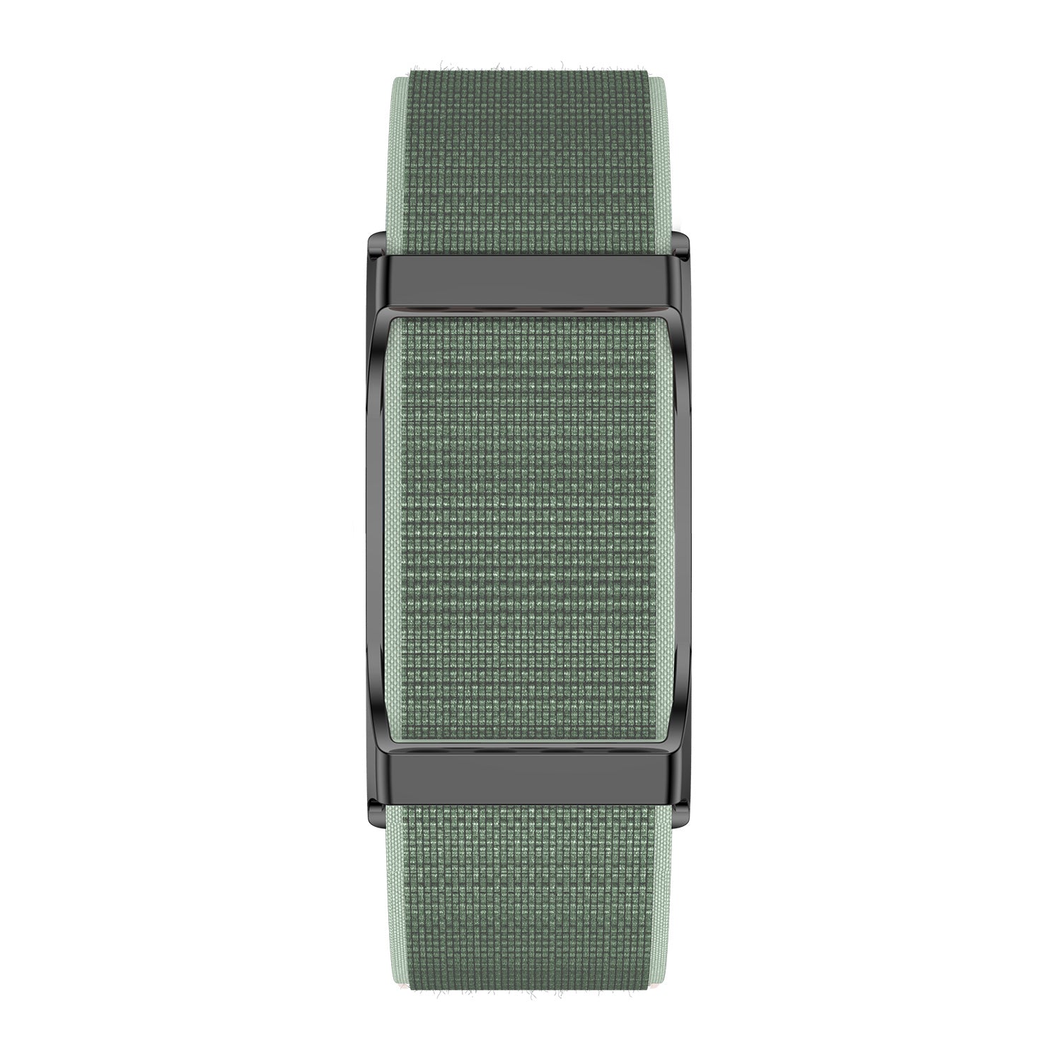 Fitness tracker front view with nylon green strap