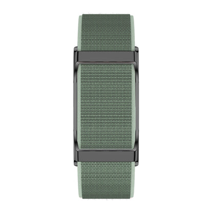Fitness tracker front view with nylon green strap