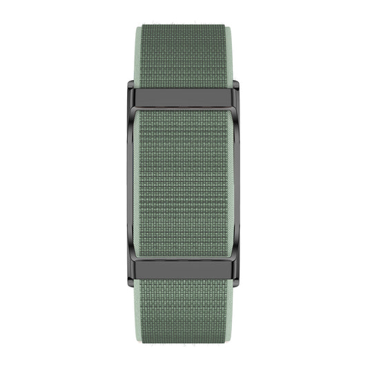 Fitness tracker front view with nylon green strap