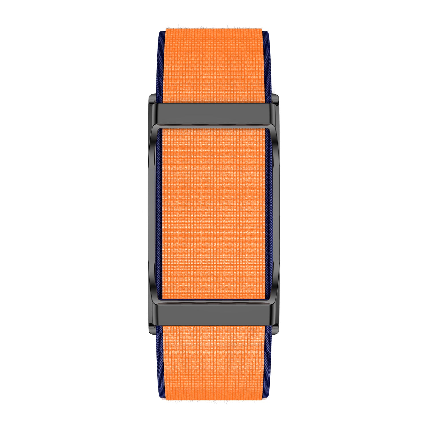 Fitness tracker front view with nylon orange strap
