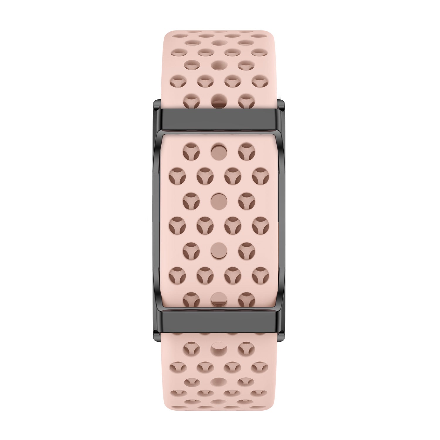 Fitness tracker front view with silicone pink strap
