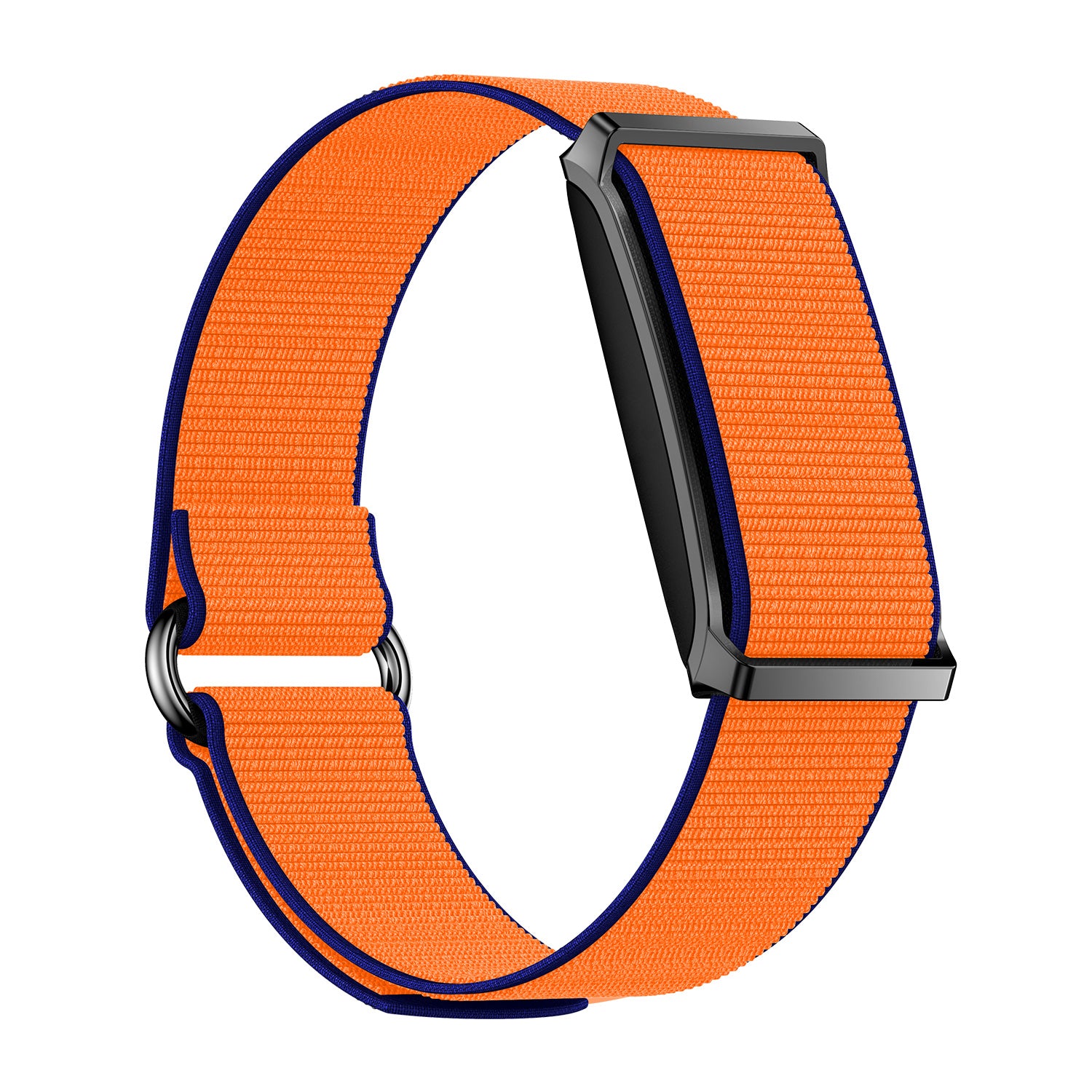 Fitness tracker right view with magnetic nylon orange strap