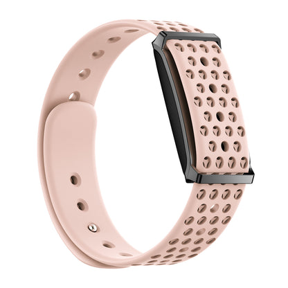 Fitness tracker right view with magnetic silicone pink strap