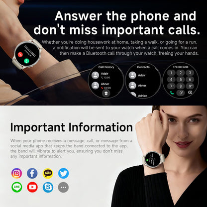 Smartwatch Bluetooth calling and message notification screens