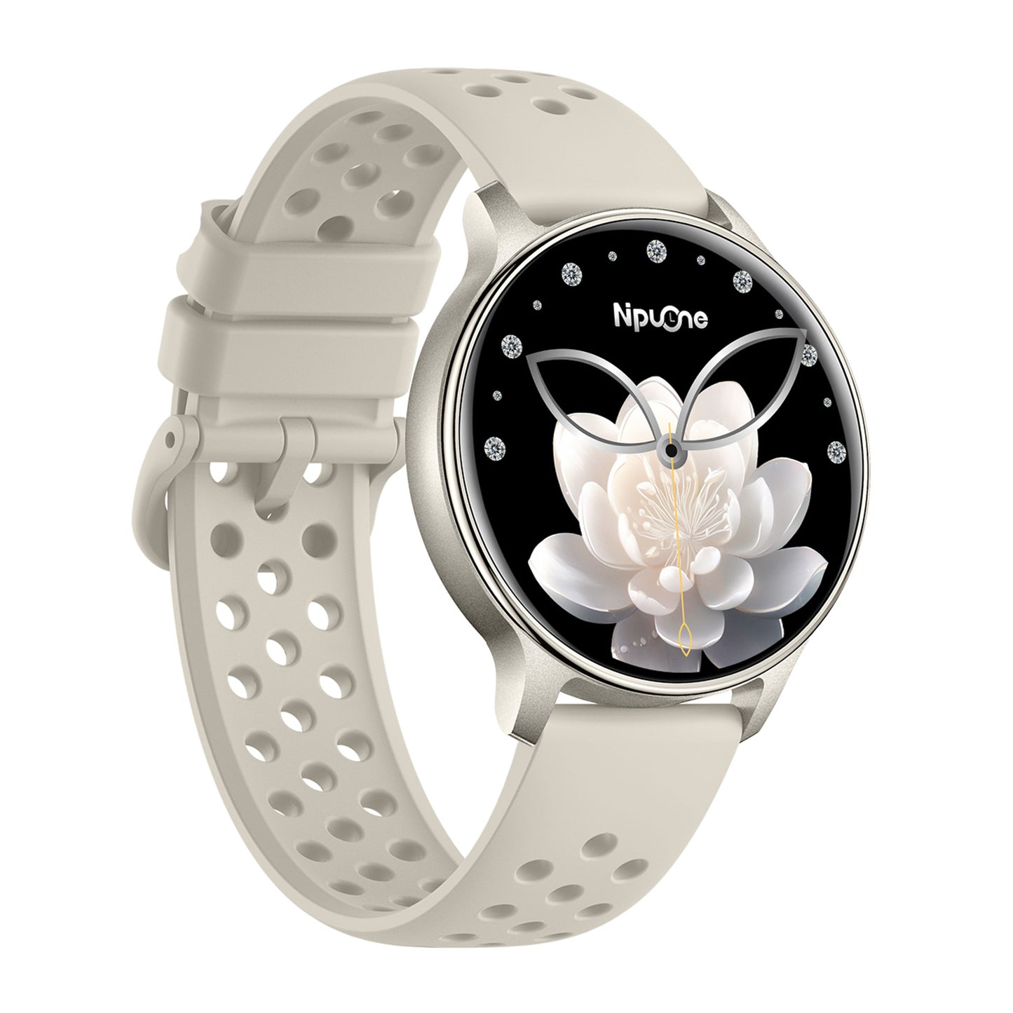 GPS smartwatch right profile – grey silicone strap