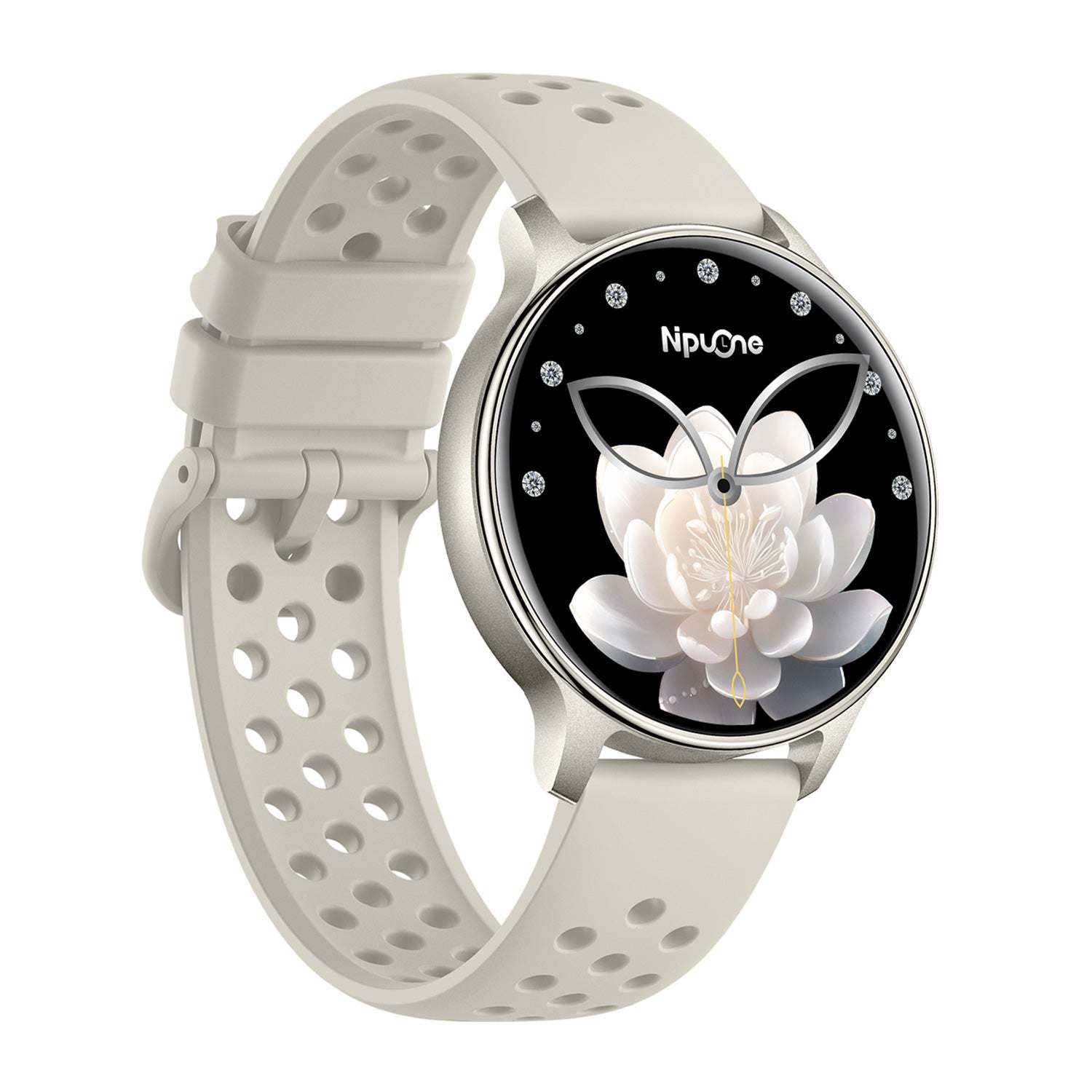 GPS smartwatch right profile – grey silicone strap