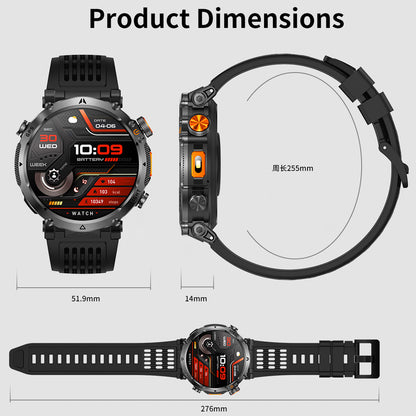 Size and dimensions diagram of smartwatch head and strap