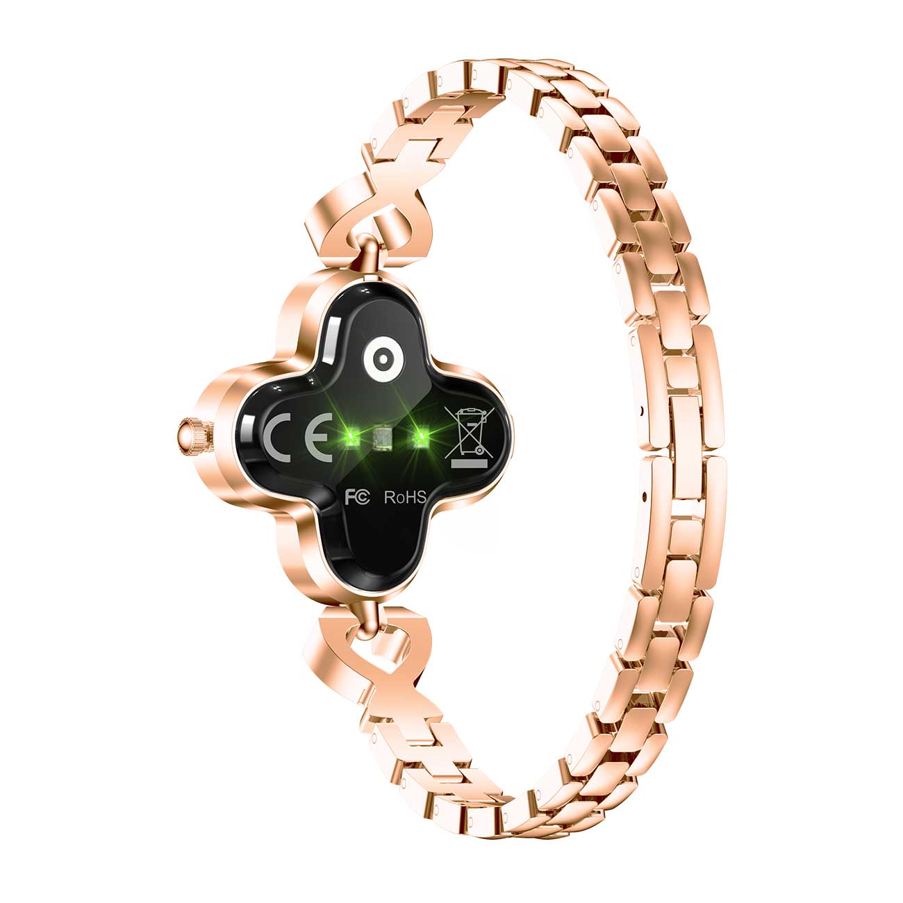 Hybrid smartwatches nsq10 back view with gold steel strap