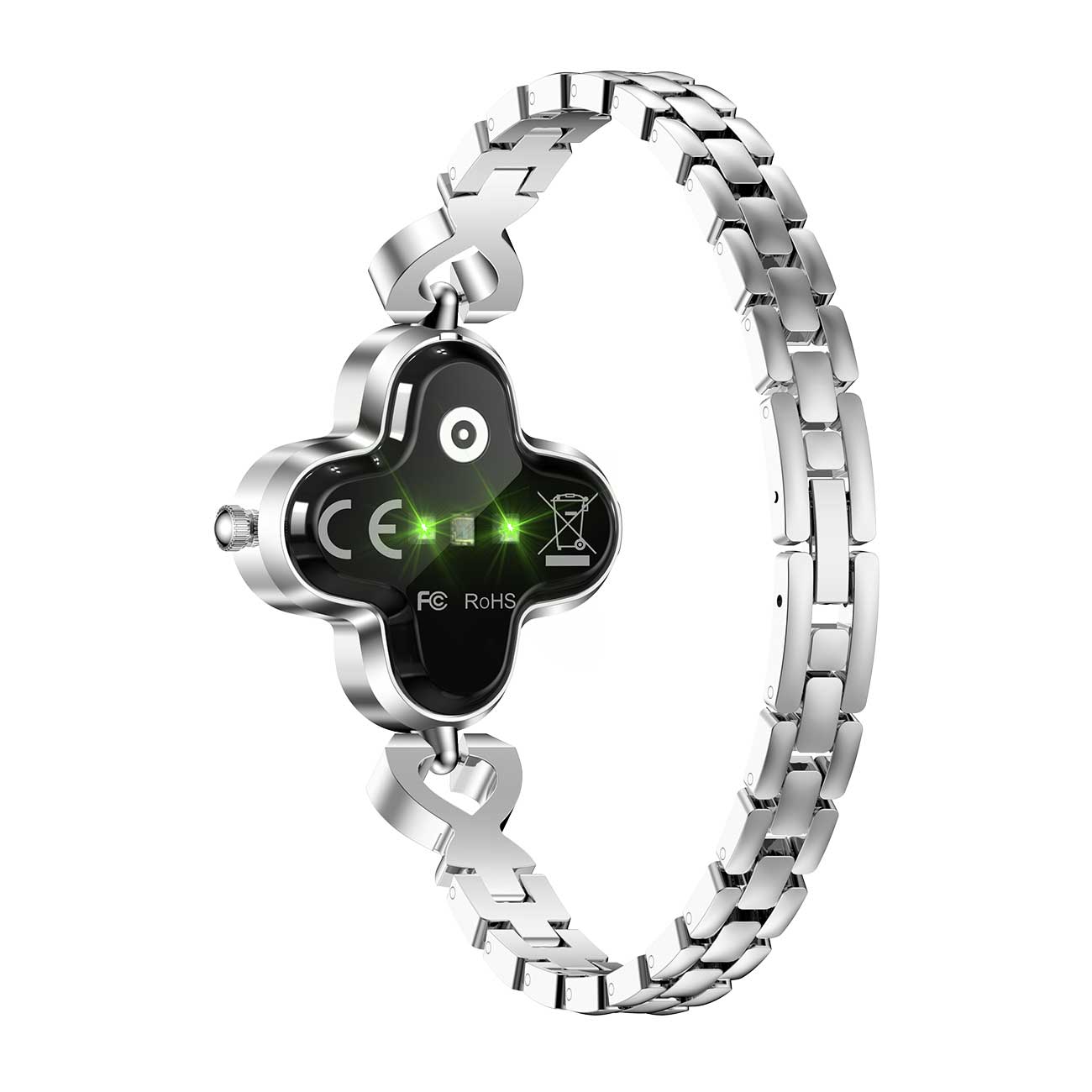 Hybrid smartwatches nsq10 back view with silver steel strap