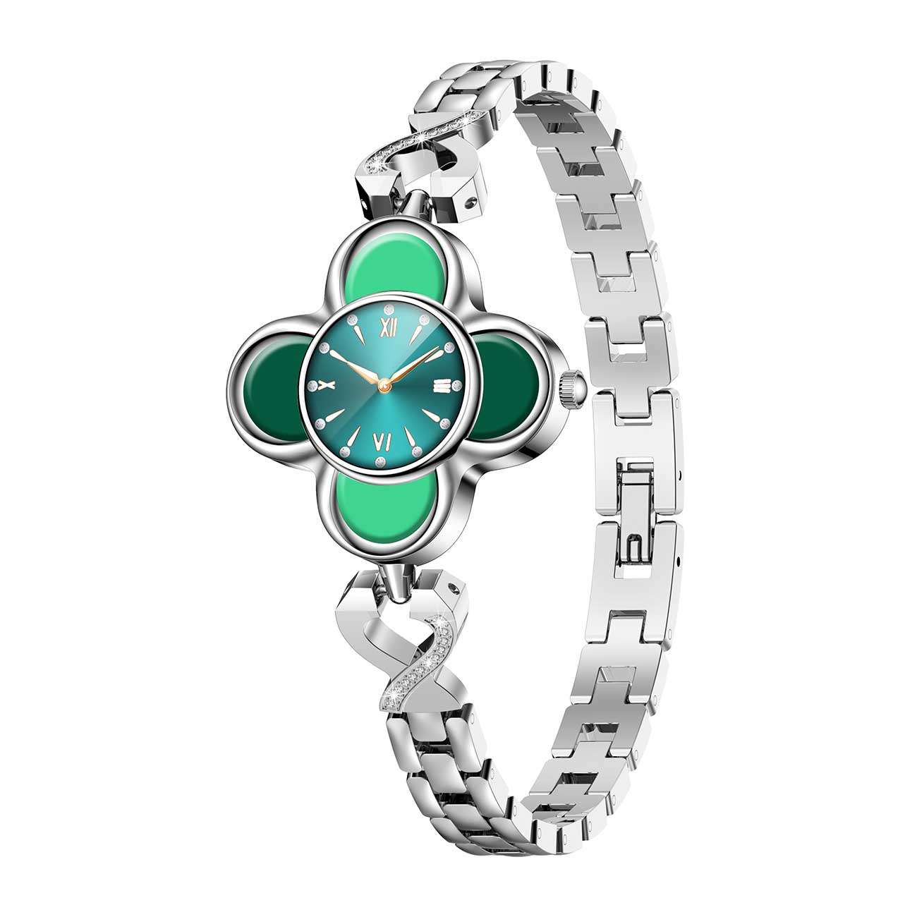 Hybrid smartwatches nsq10 left side view with color-silver-steel strap