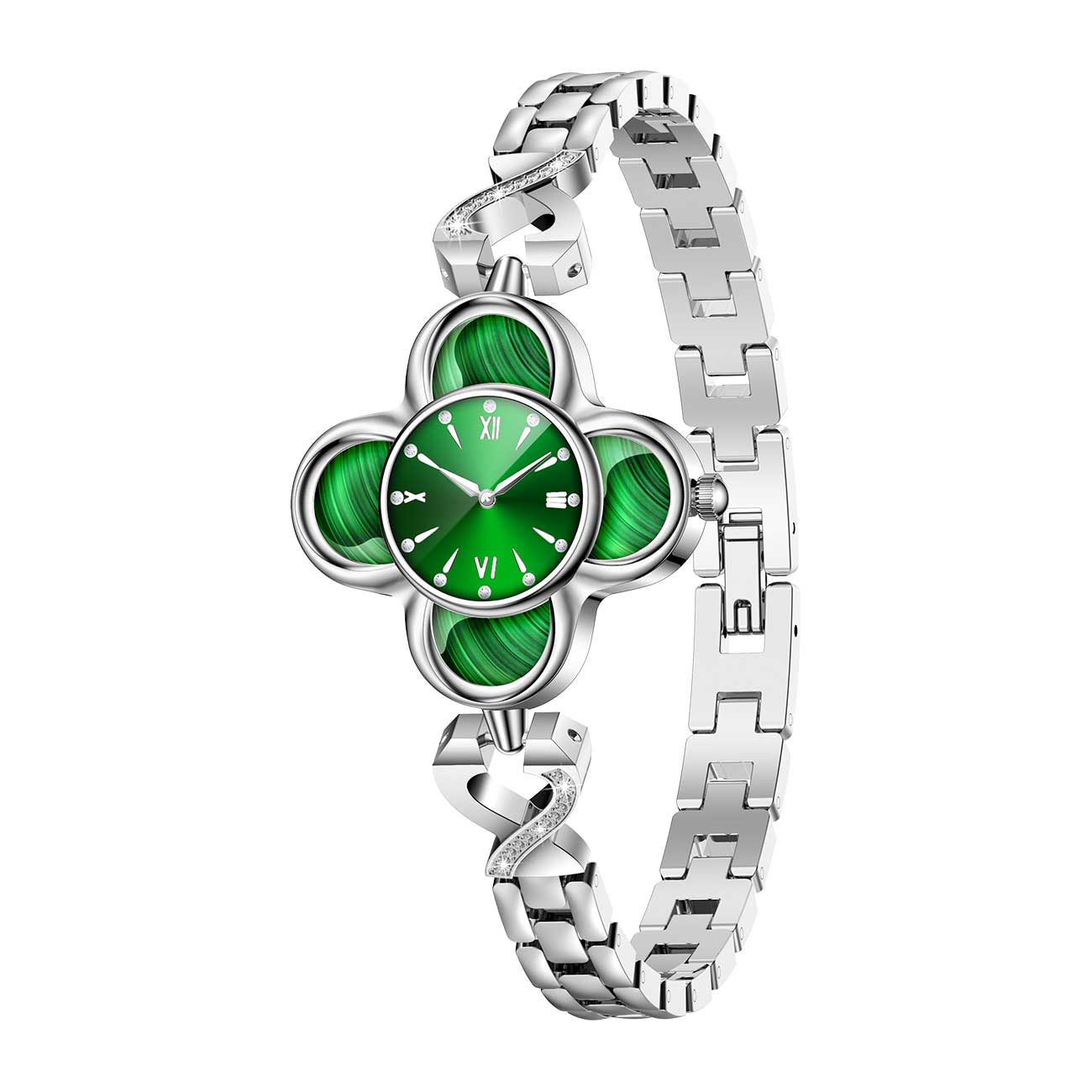 Hybrid smartwatches nsq10 left side view with silver steel strap