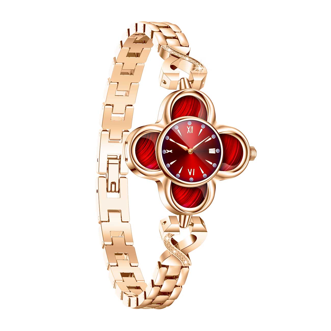 Hybrid smartwatches nsq10 right side view with gold steel strap