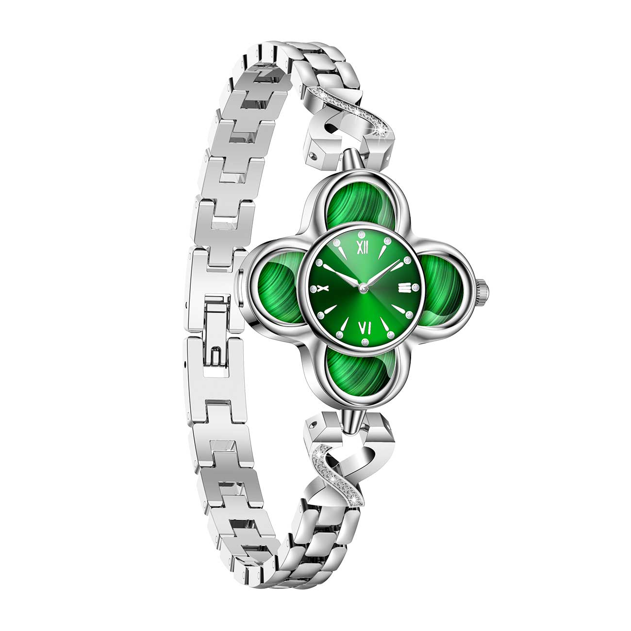 Hybrid smartwatches nsq10 right side view with silver steel strap