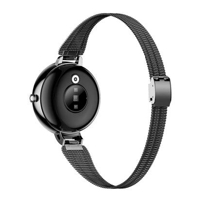 Hybrid smartwatches nsq15 back view with black steel strap
