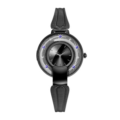 Hybrid smartwatches nsq15 front view with black steel strap