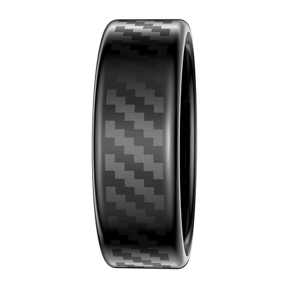 Smart ring NYZ02 front view with black carbon fiber
