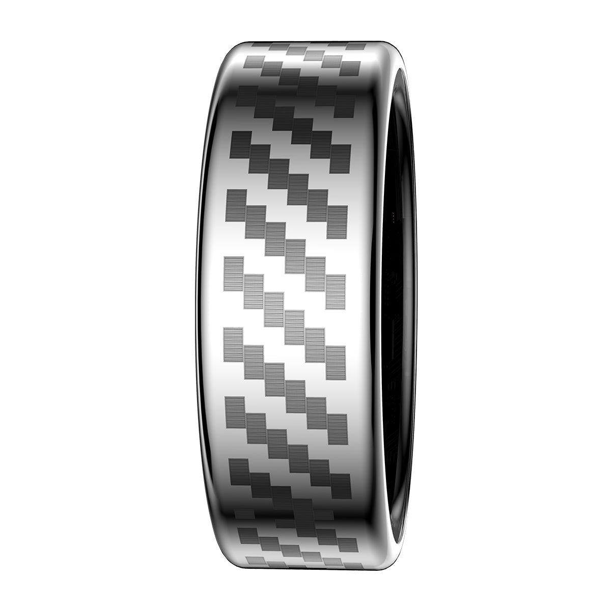 Smart ring NYZ02 front view with silver carbon fiber