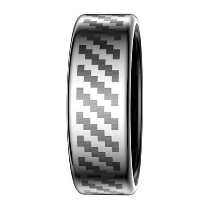 Smart ring NYZ02 front view with silver carbon fiber