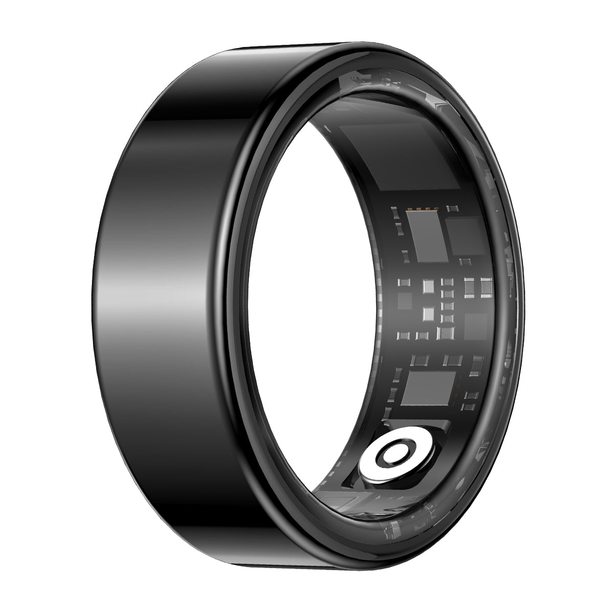 Smart ring NYZ02 left side view with black steel