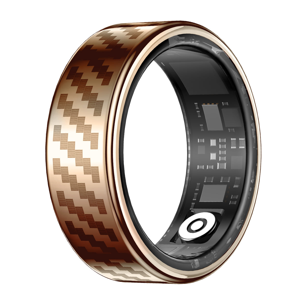 Smart ring NYZ02 left side view with gold carbon fiber