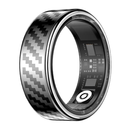 Smart ring NYZ02 left side view with silver carbon fiber