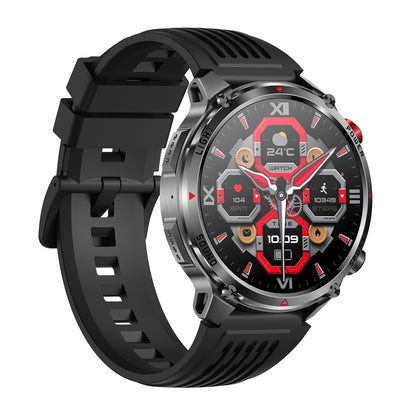 Sport smartwatch right profile – black silicone strap