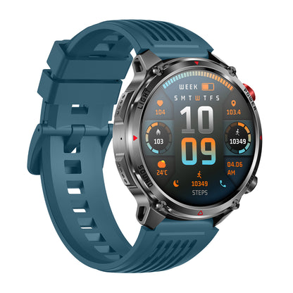 Sport smartwatch right profile – blue silicone strap