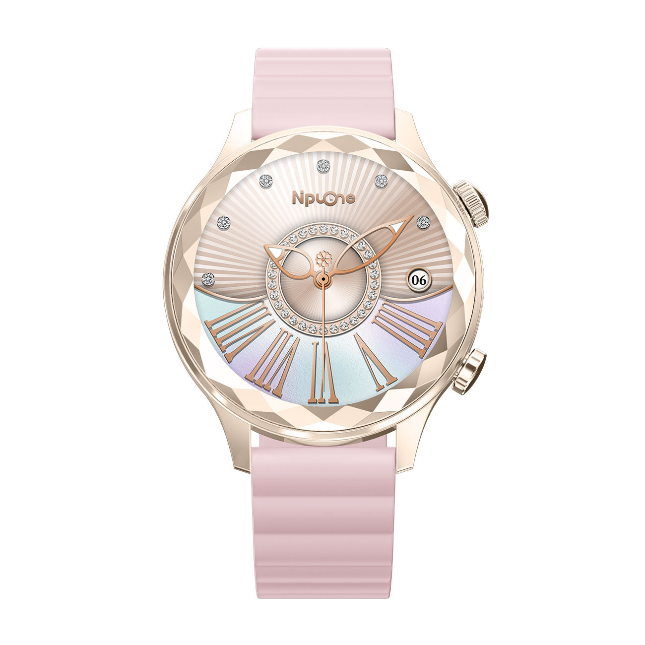 Women's smartwatch front with 1.19" AMOLED display – pink magnetic silicone strap